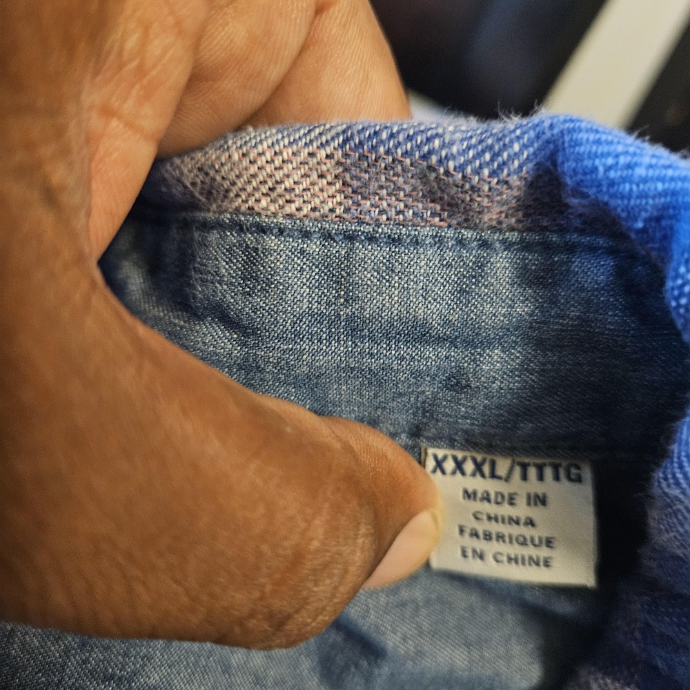 Tommy Bahama Shirt Mens 3XL Blue Plaid Short Sleeve Button Down Casual Pocket - Picture 4 of 7
